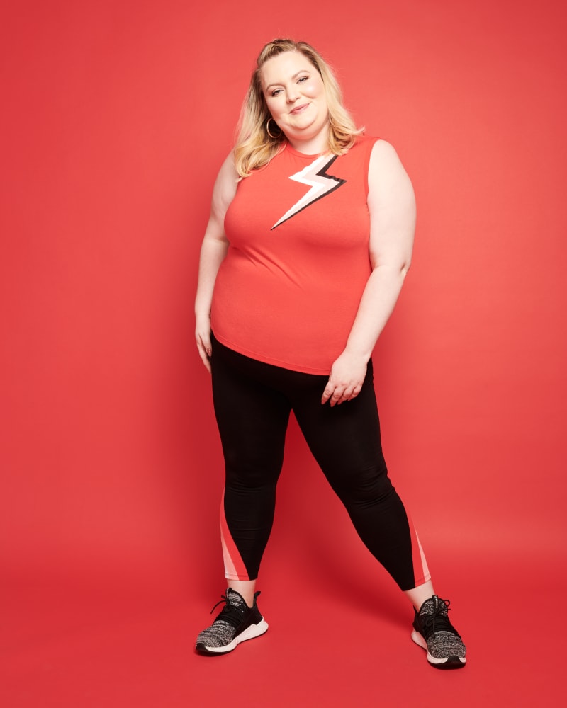 Plus size model wearing Averie Lightning Bolt Graphic Tank by Marc NY | Dia&Co | dia_product_style_image_id:115725
